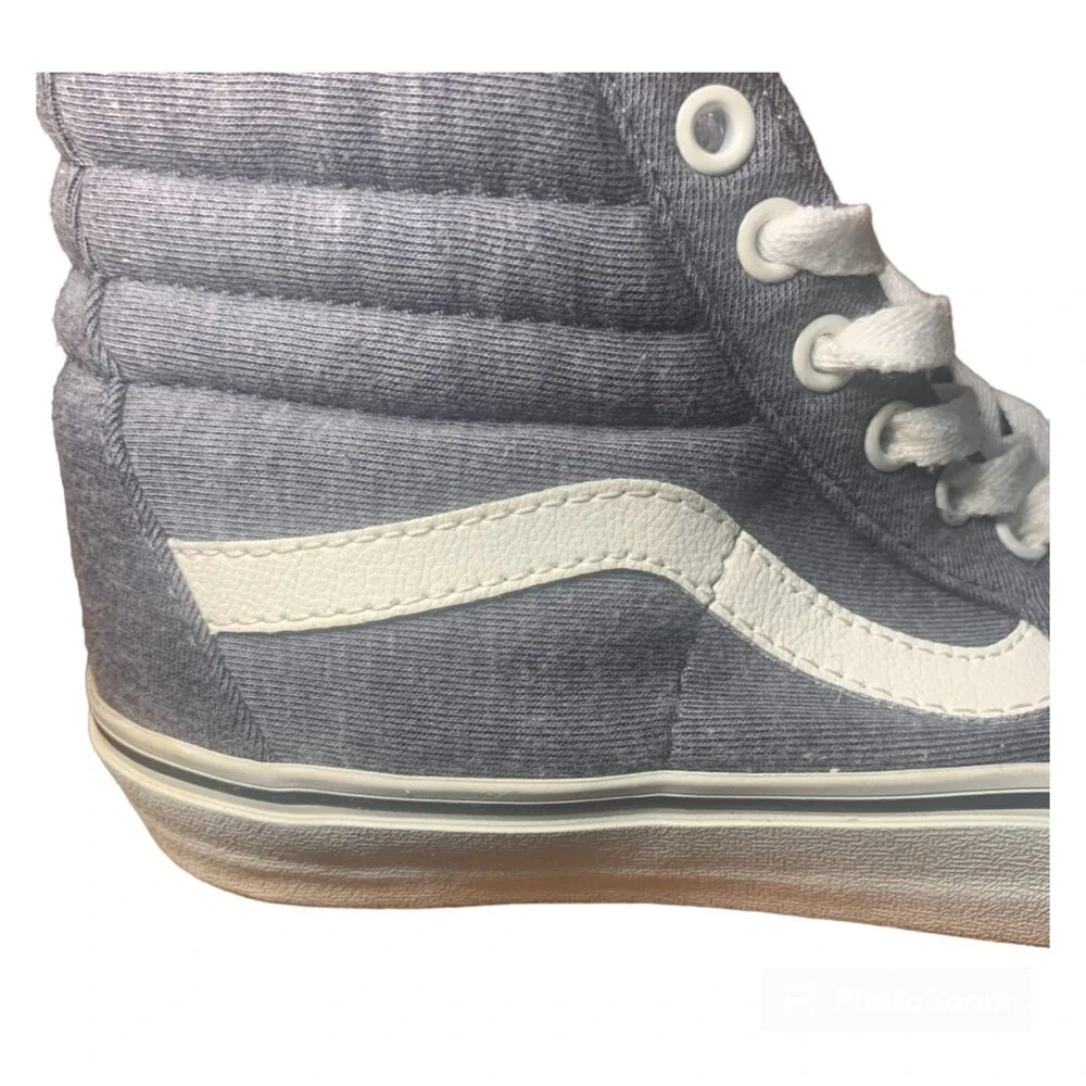 VANS Sk8-Hi Jersey Fabric Shoes Gray White Size Men 5.5 Women 7